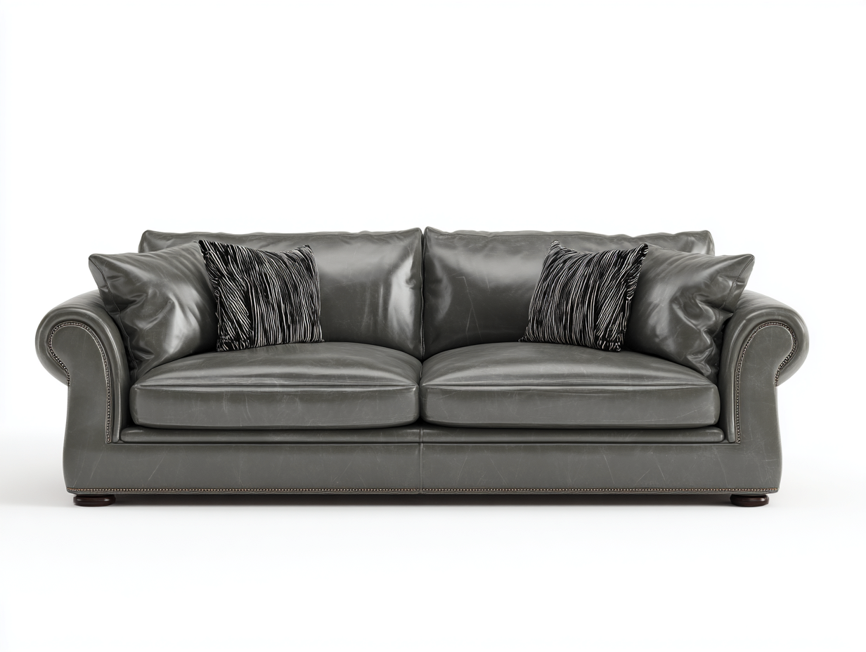 Divano a due posti-Pelle-216x93x79 cm-Grigio-Stile classico moderno-Lavoiacasa