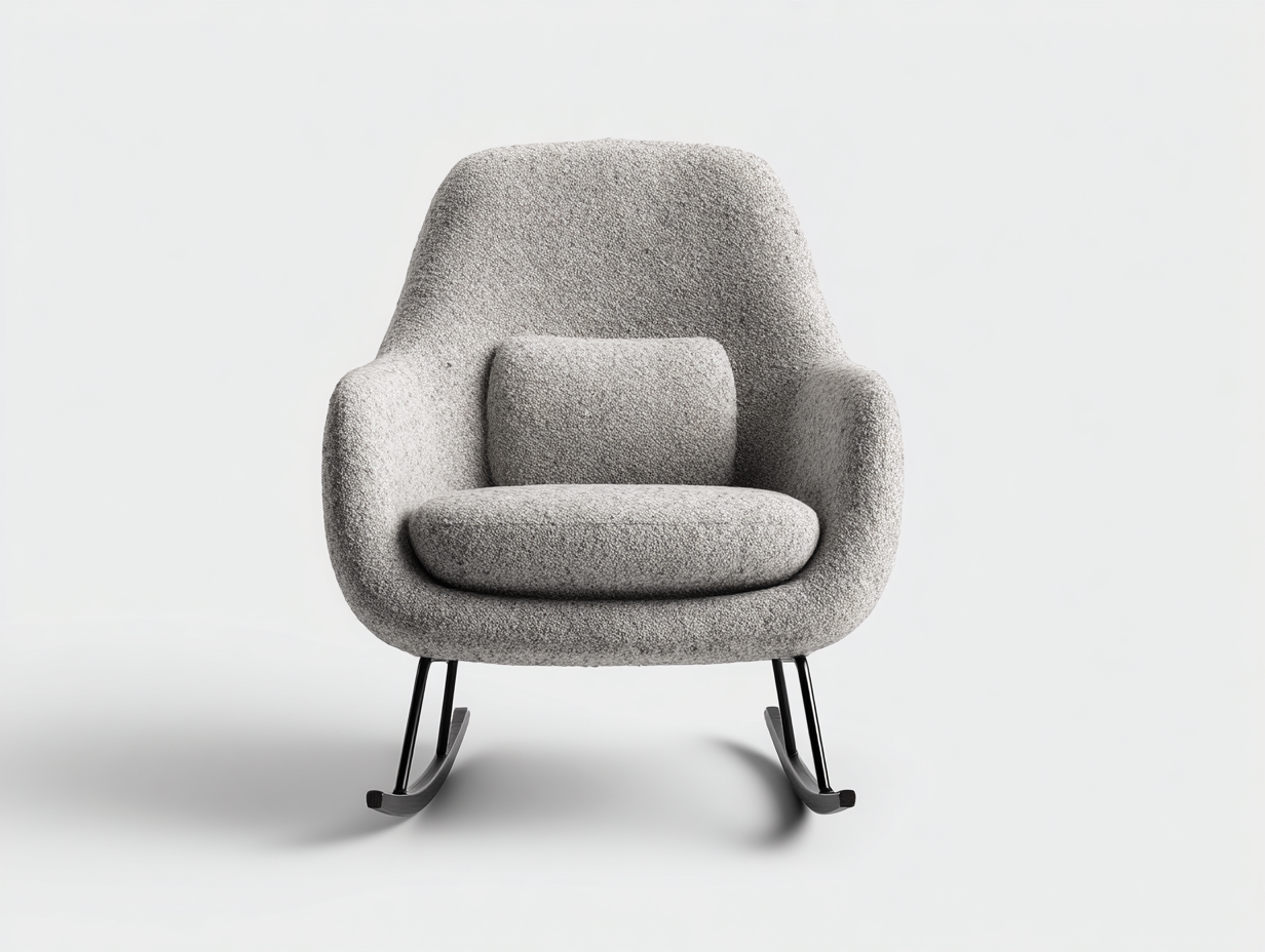 Sedia a dondolo - tessuto bouclé - metallo - 75x82x88 cm - grigio-nero - stile moderno-Lavoiacasa