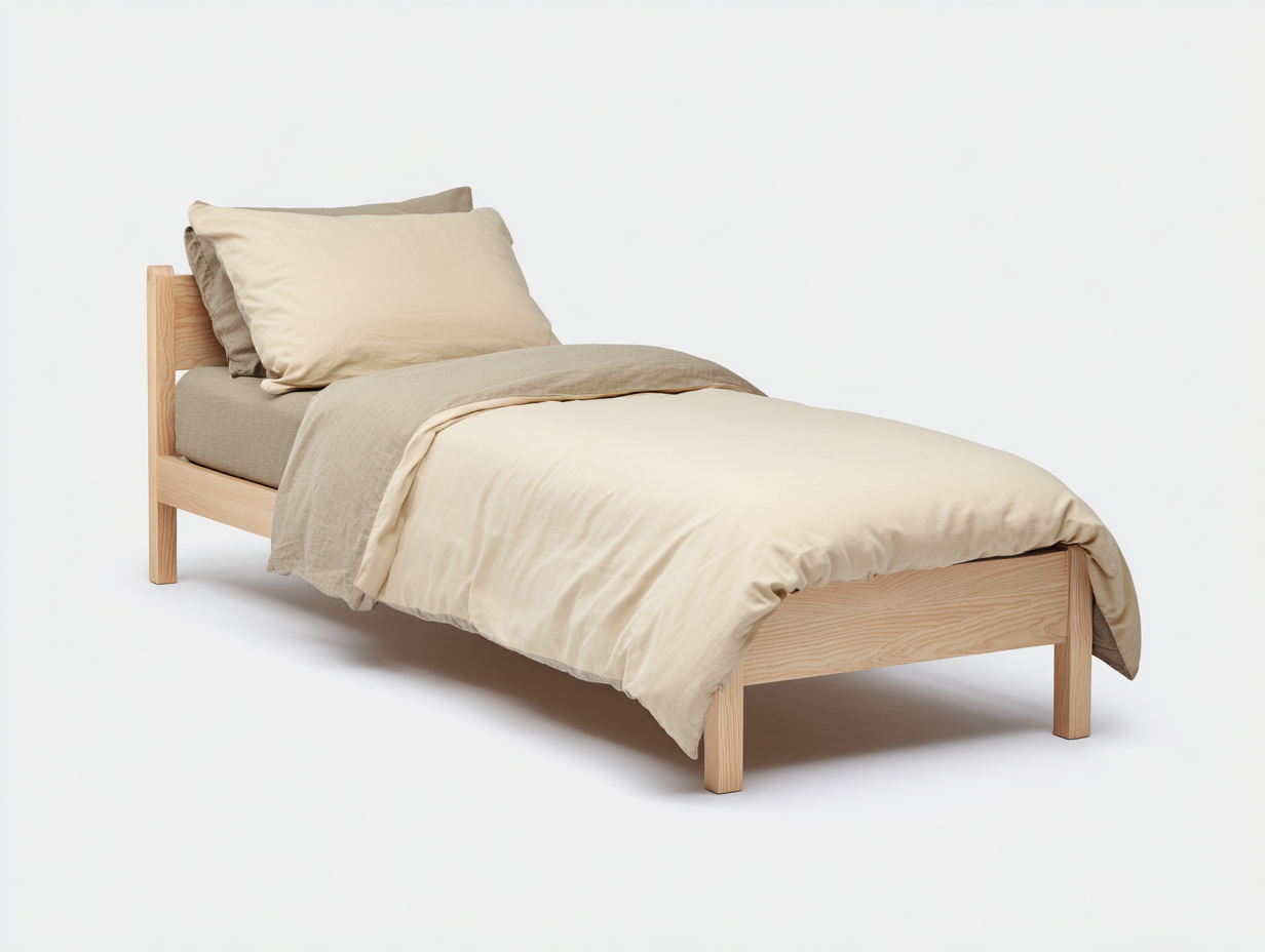 Letto singolo - legno - 209x99x76 cm - pino chiaro - minimalista nordico-Lavoiacasa