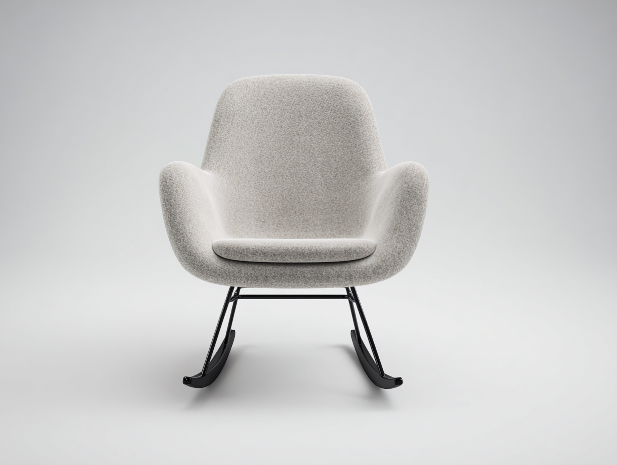 Sedia a dondolo - tessuto bouclé - metallo - 76x83x89 cm - grigio chiaro-nero - stile contemporaneo-Lavoiacasa