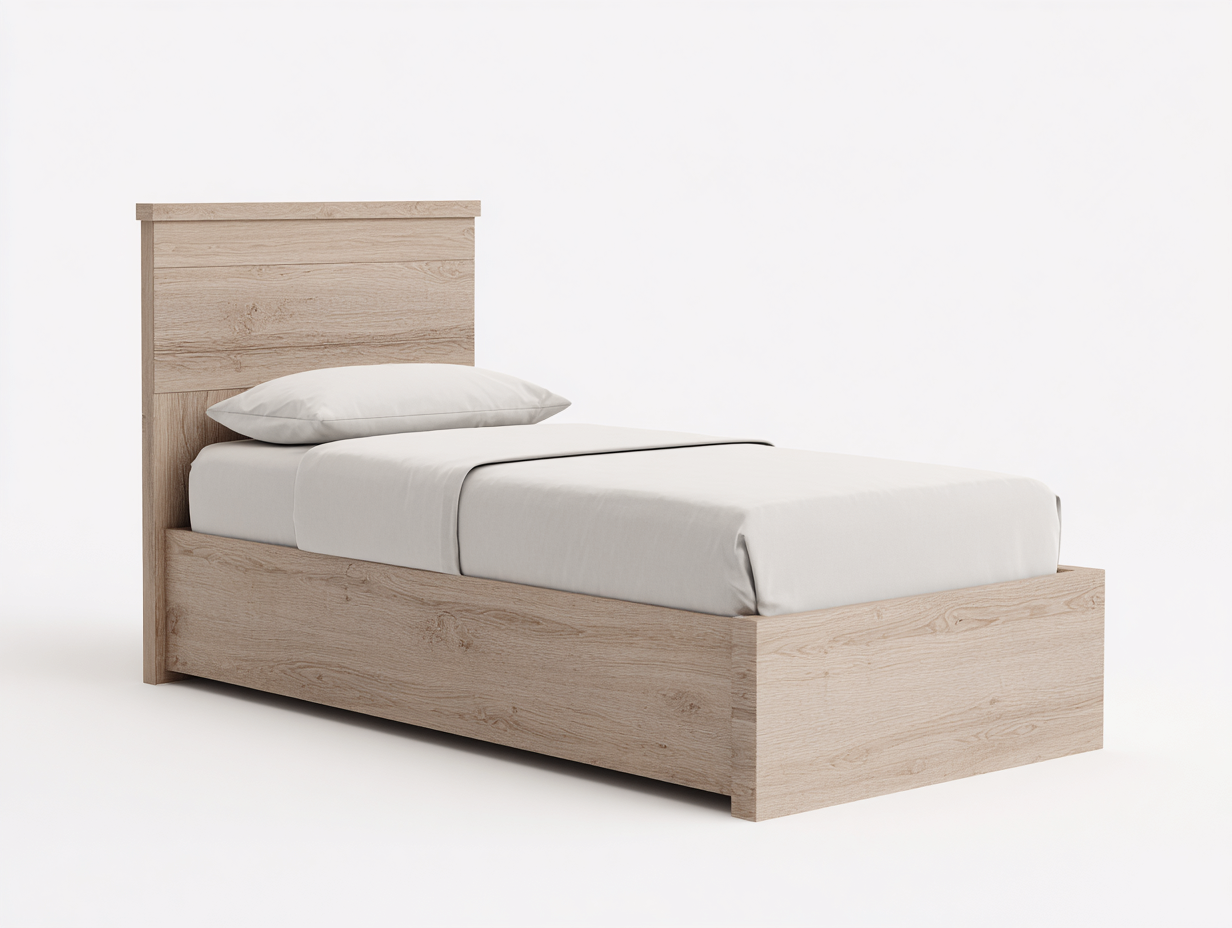 Letto singolo - legno - 208x99x101 cm - rovere chiaro - moderno-Lavoiacasa