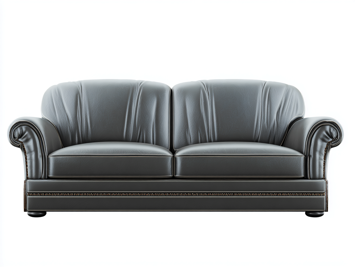 Divano a due posti-Pelle-210x89x81 cm-Grigio-Stile classico-Lavoiacasa