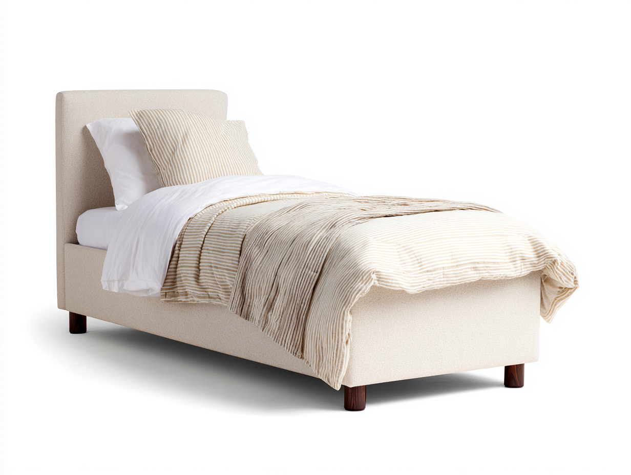 Letto singolo - tessuto-legno - 211x103x108 cm - beige - contemporaneo-Lavoiacasa