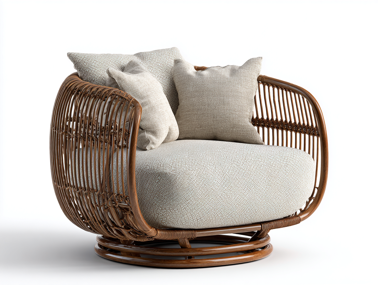 Poltrona da giardino - rattan-tessuto - 106x92x80 cm - Marrone-Beige - organico vintage-Lavoiacasa