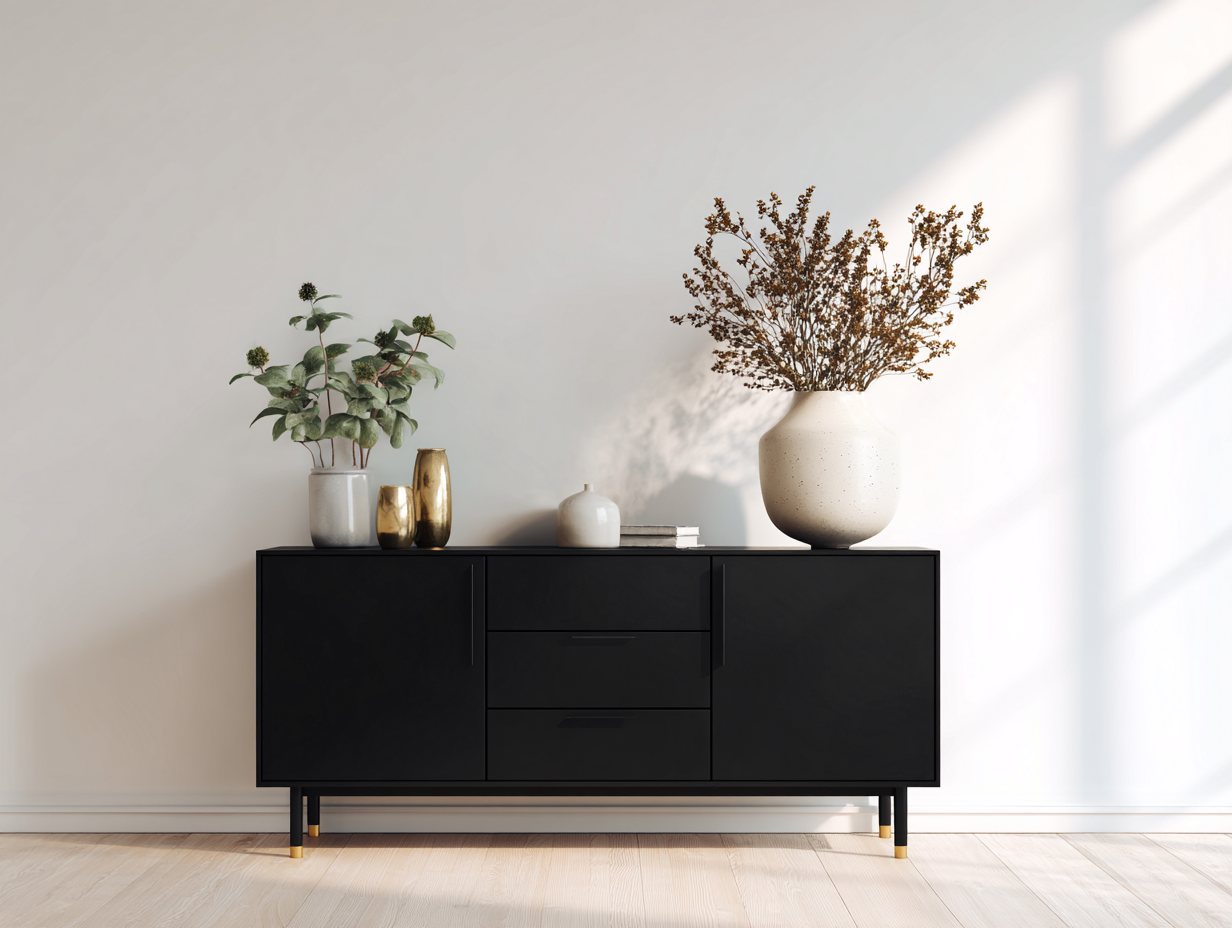 Mobile ingresso-MDF-metallo-165x39x78 cm-nero-oro-design moderno-Lavoiacasa
