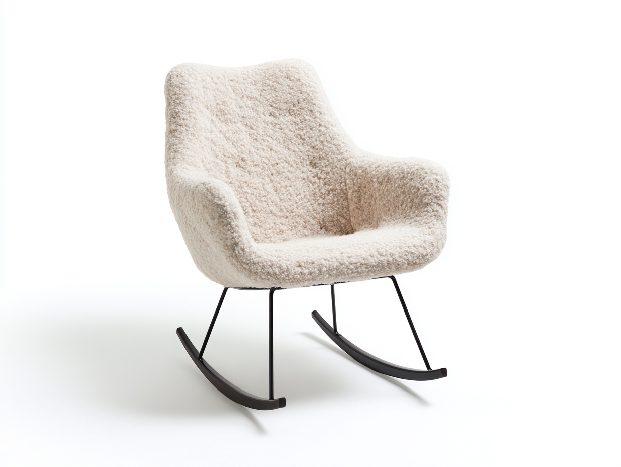 Sedia a dondolo - tessuto bouclé - metallo - 73x83x88 cm - crema-nero - stile moderno-Lavoiacasa