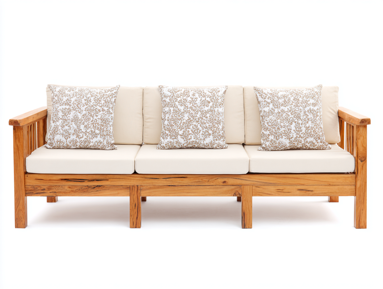 Divani da esterno - legno-tessuto - 220x82x78 cm - legno naturale-avorio - design classico-Lavoiacasa