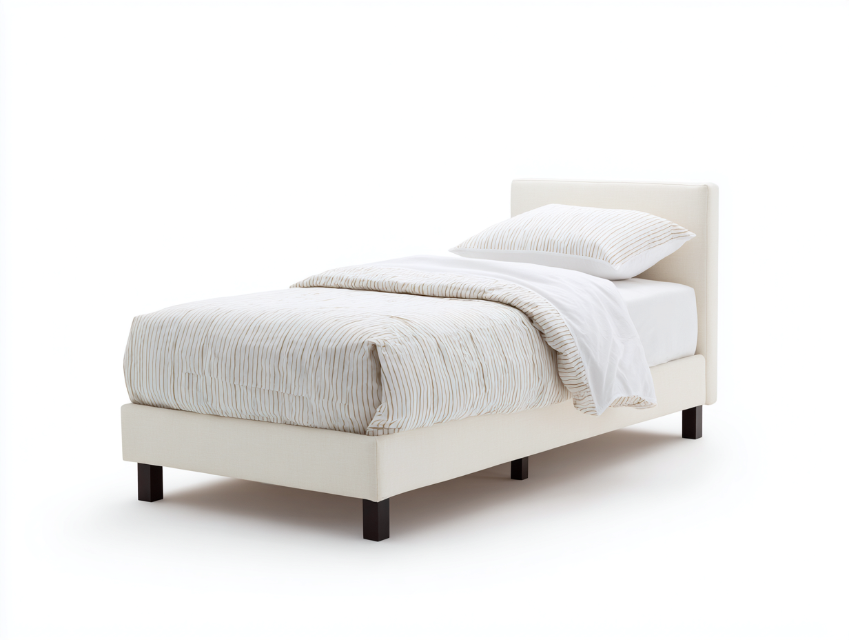 Letto singolo - tessuto-legno - 210x102x96 cm - avorio - moderno-Lavoiacasa