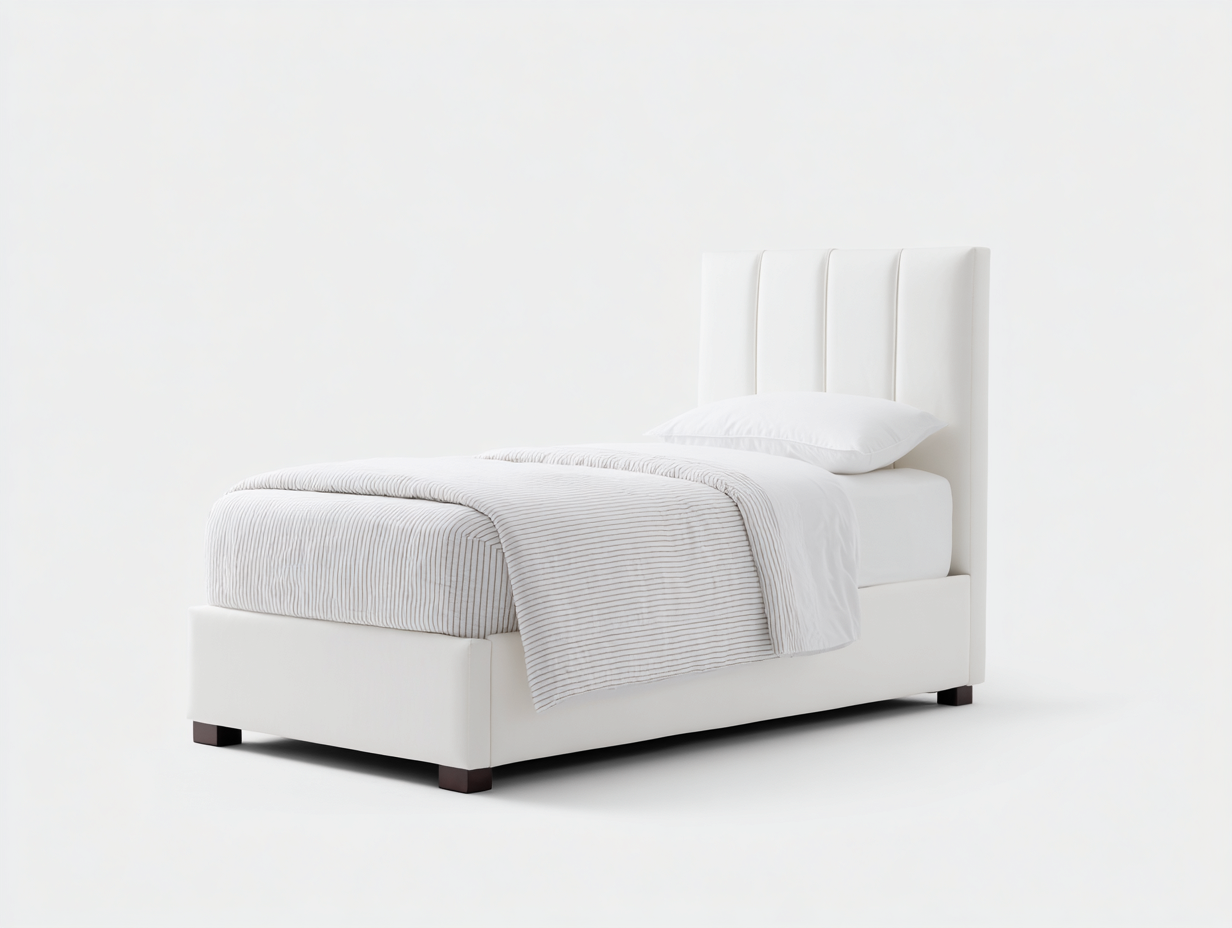 Letto singolo - tessuto-legno - 212x104x112 cm - bianco - moderno-Lavoiacasa