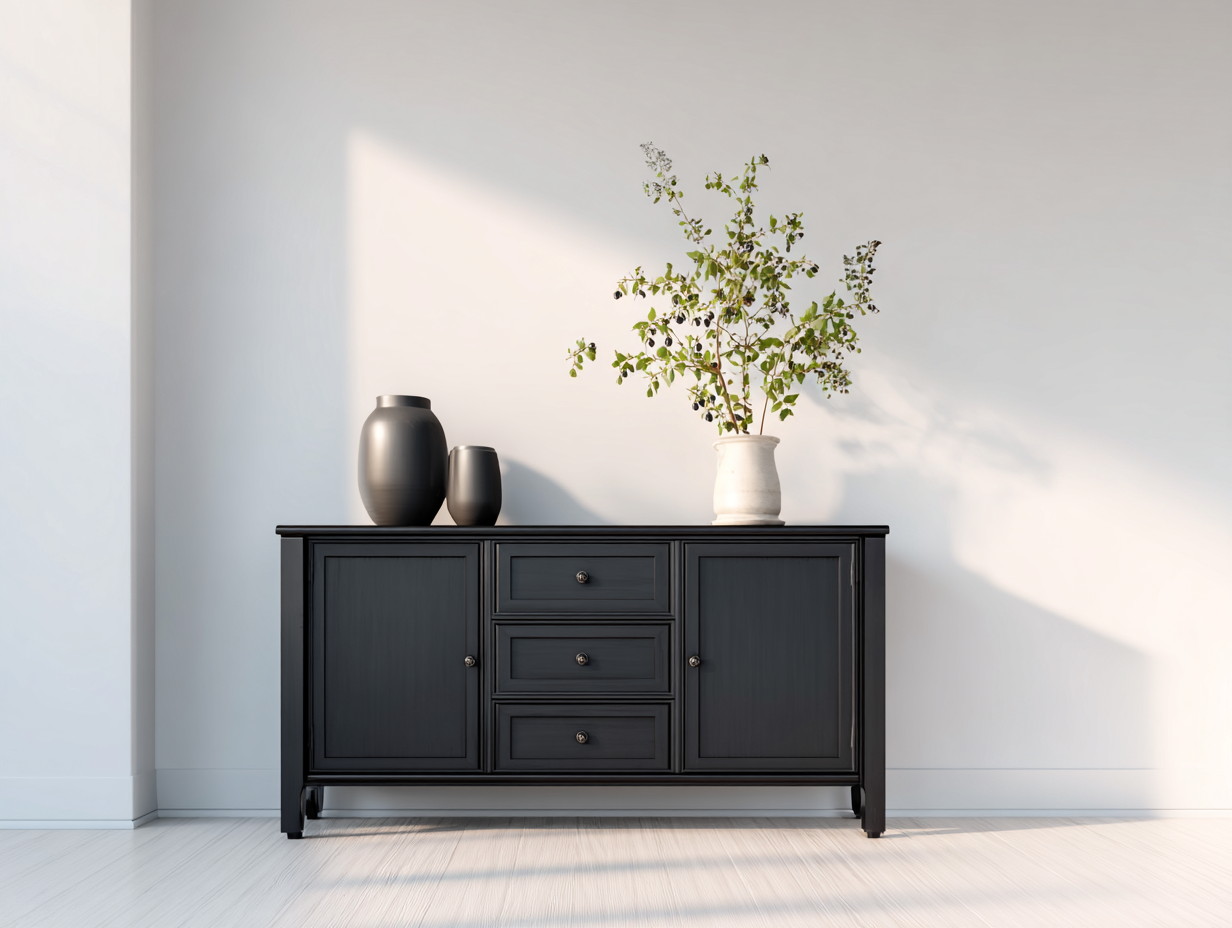 Mobile ingresso-MDF-metallo-145x40x82 cm-nero-design classico moderno-Lavoiacasa