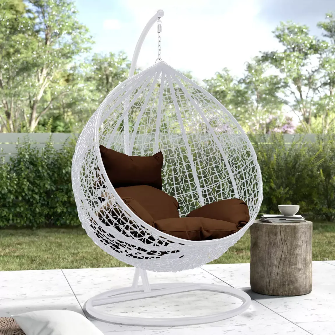 2026 Patio Wicker Swing Chair With Stand Rain Cover Included view 11