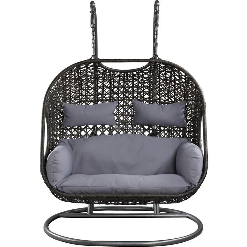 2026 Patio Wicker Swing Chair With Stand Rain Cover Included view 5