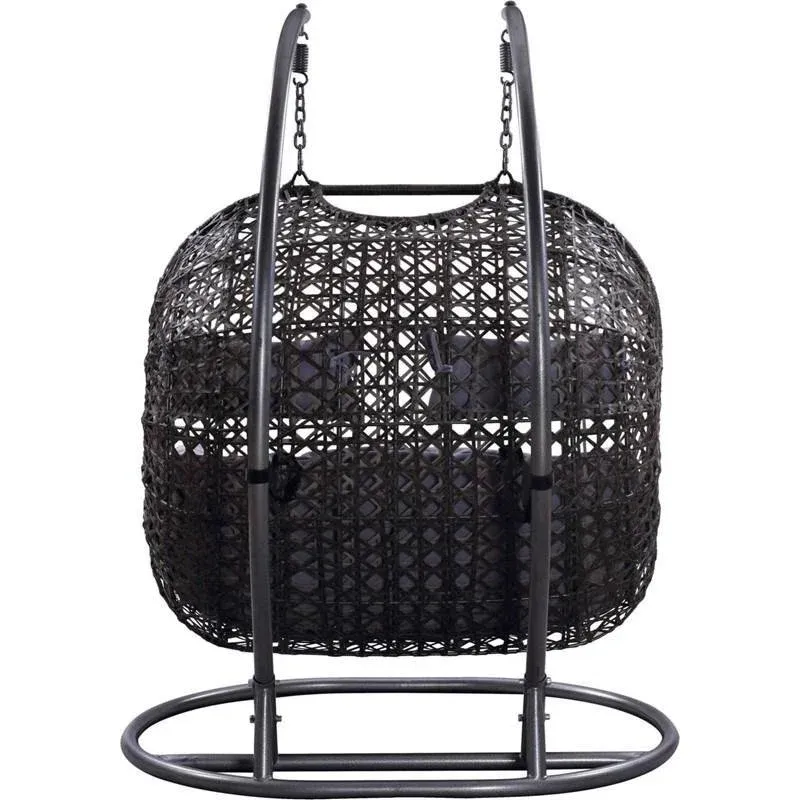 2026 Patio Wicker Swing Chair With Stand Rain Cover Included view 6