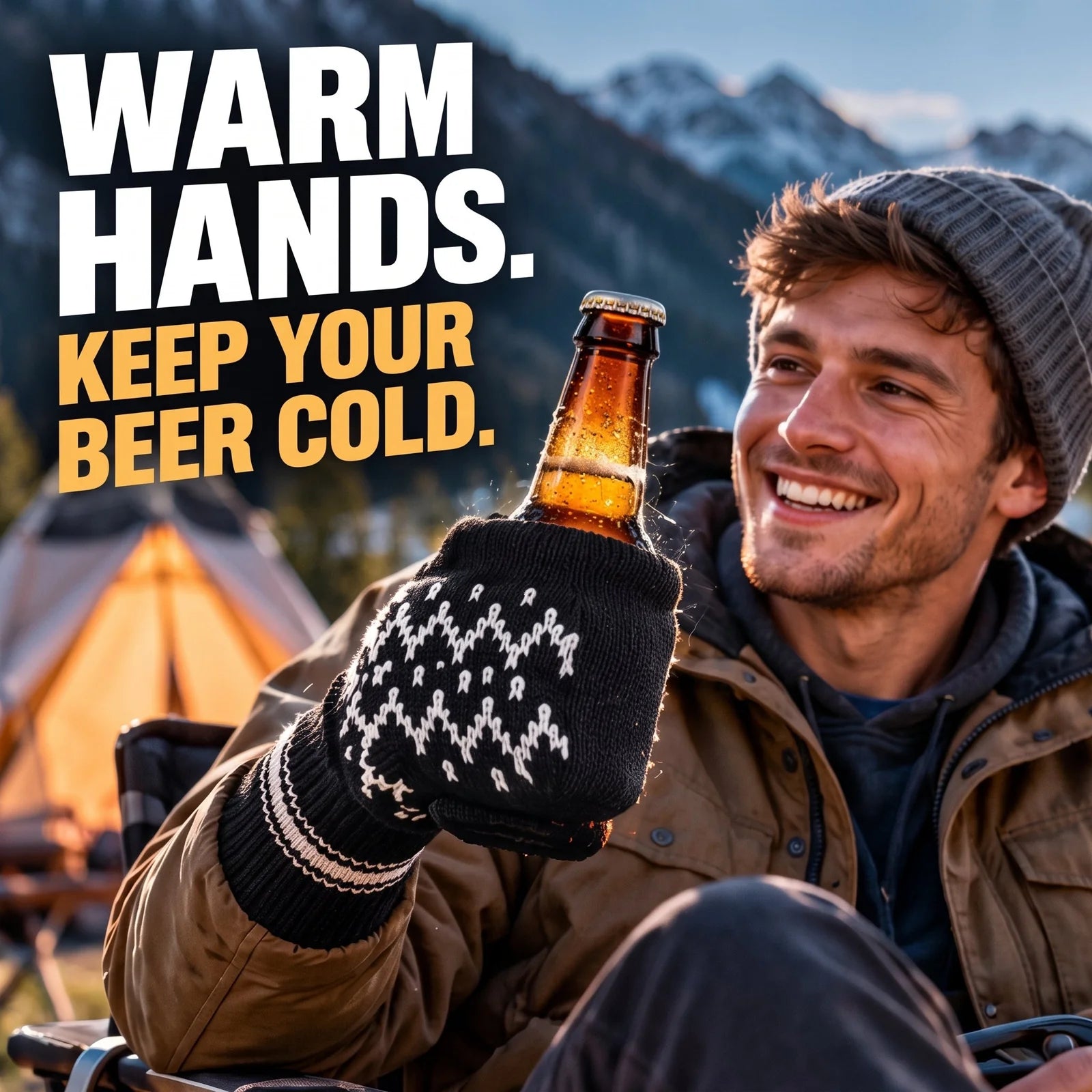 💥49% OFF 🧤Knitted Striped Thermal Beer Glove