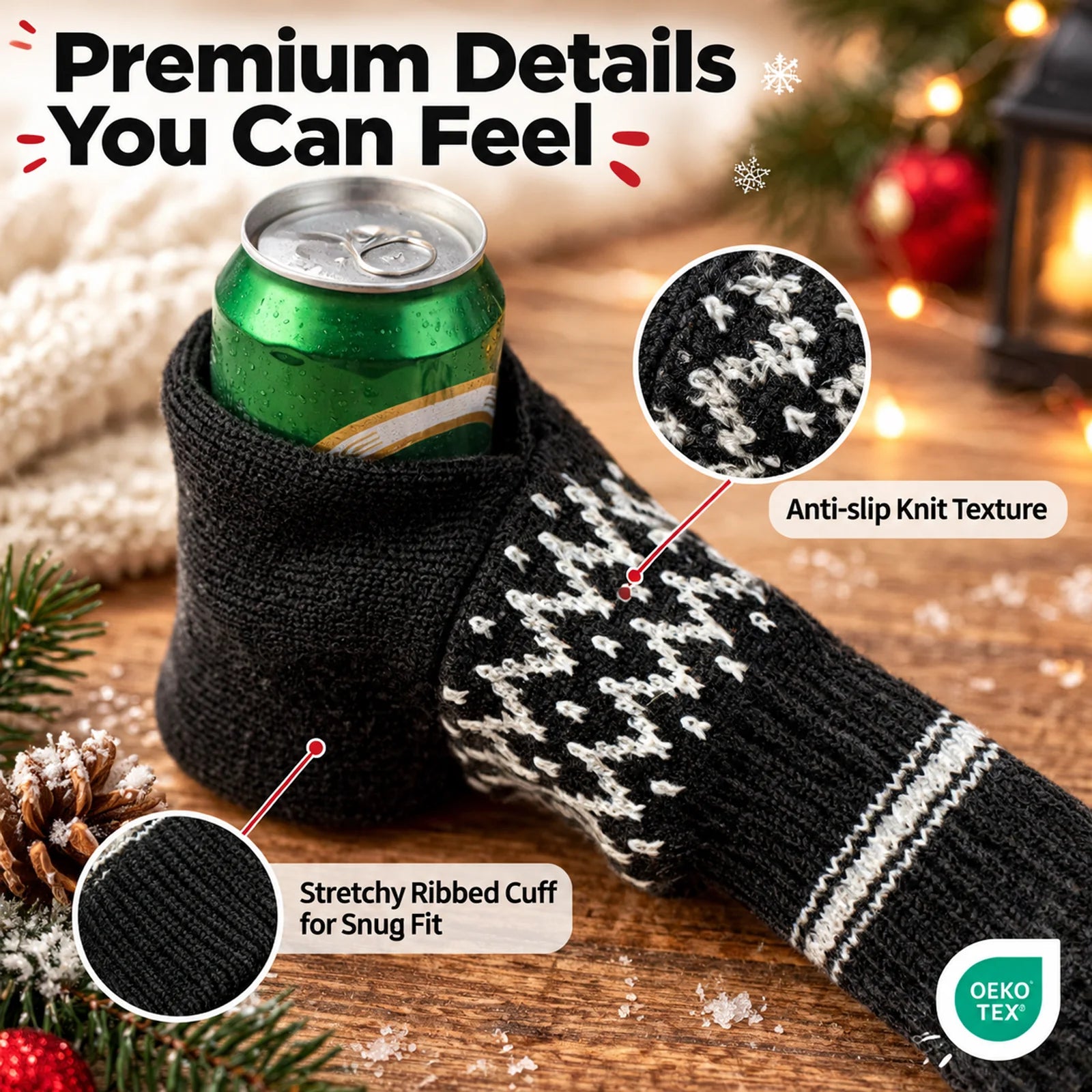 💥49% OFF 🧤Knitted Striped Thermal Beer Glove