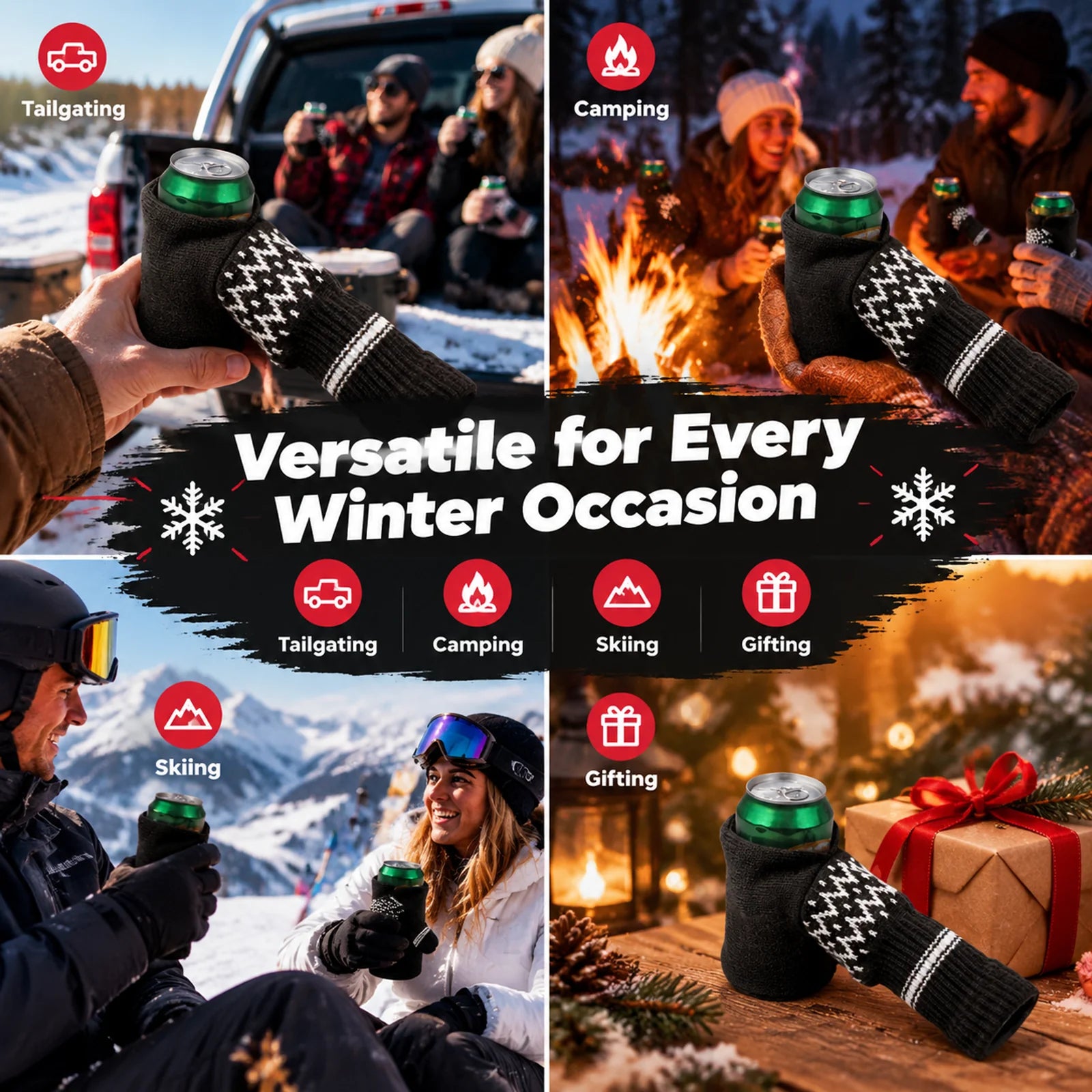 Winter beer mitten use cases: tailgating, camping, skiing, and gifting