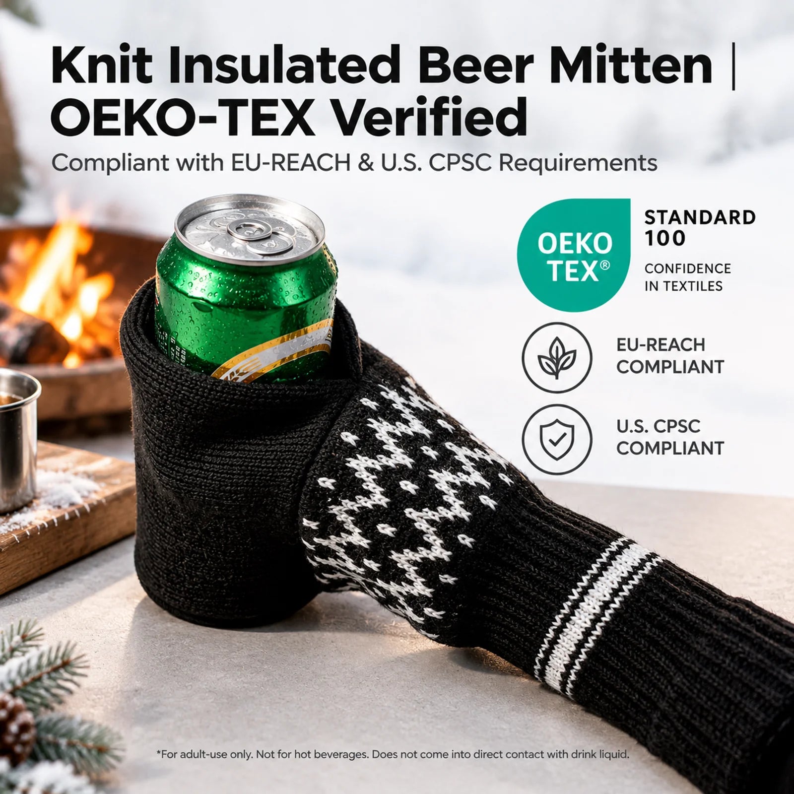 💥49% OFF 🧤Knitted Striped Thermal Beer Glove