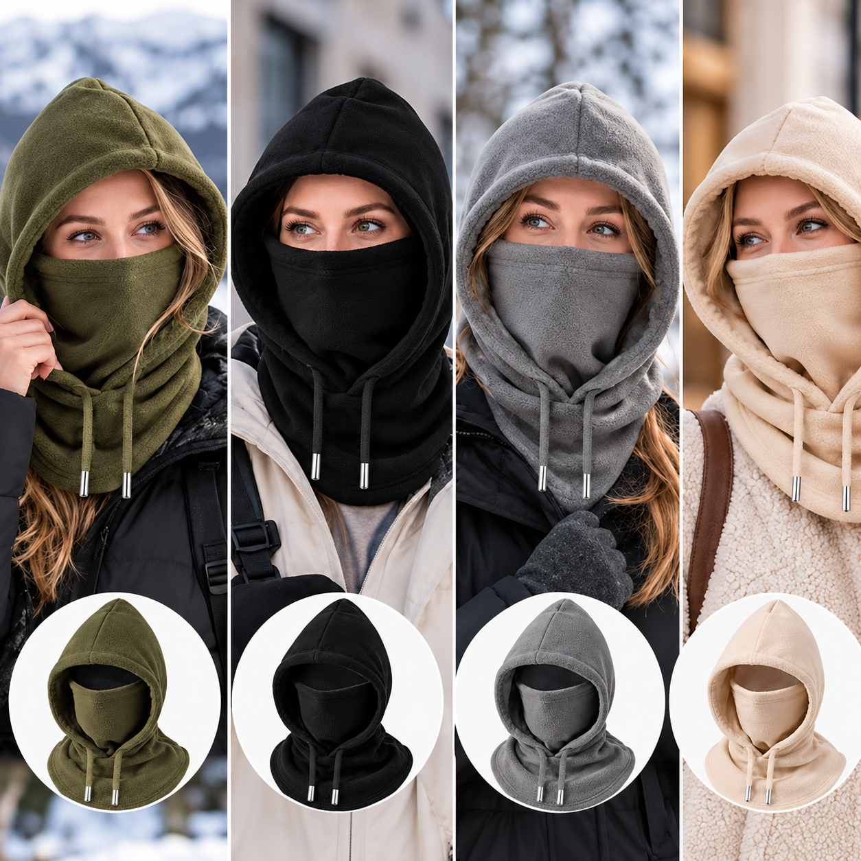 3 in 1 winter fleece hood