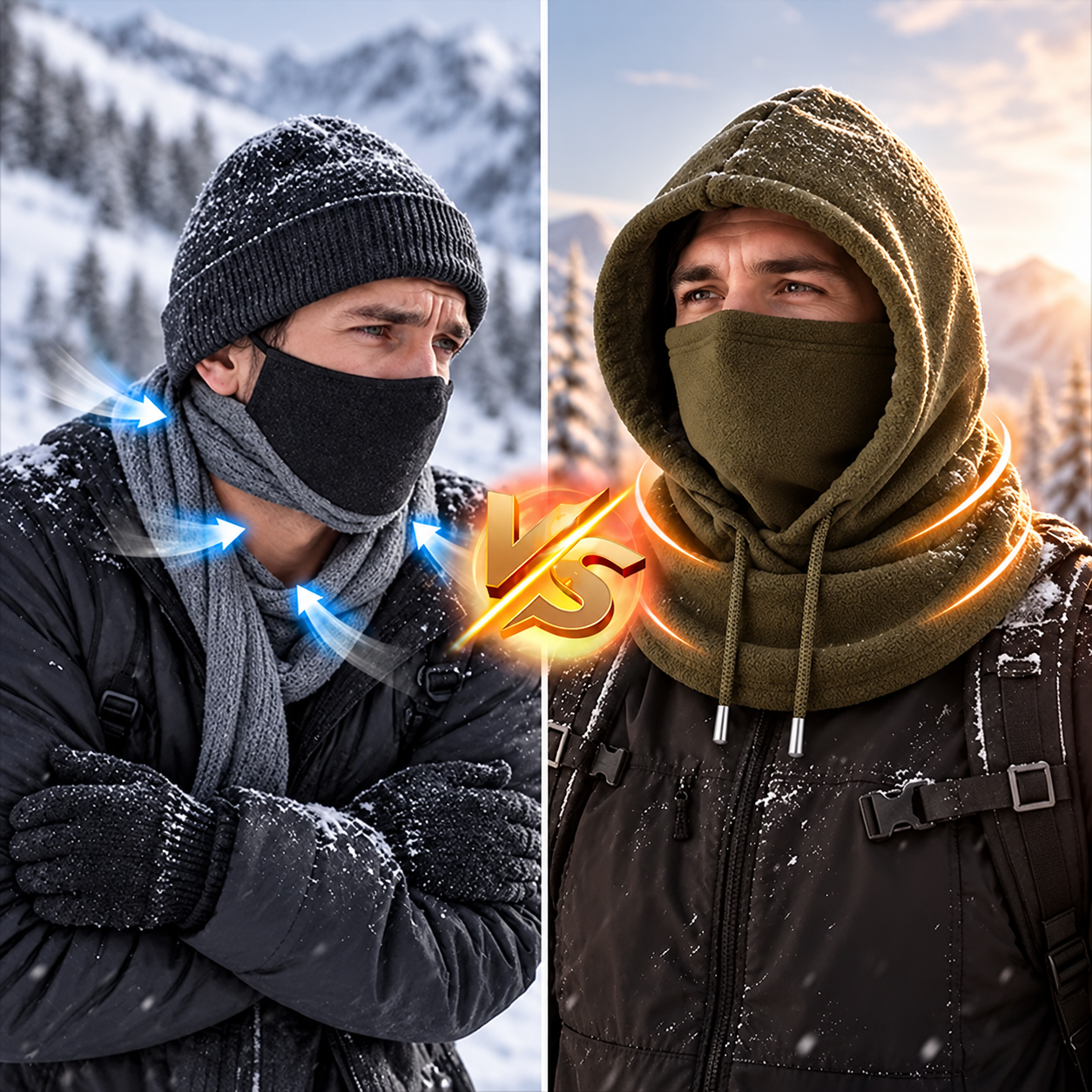 Integrated winter fleece hood