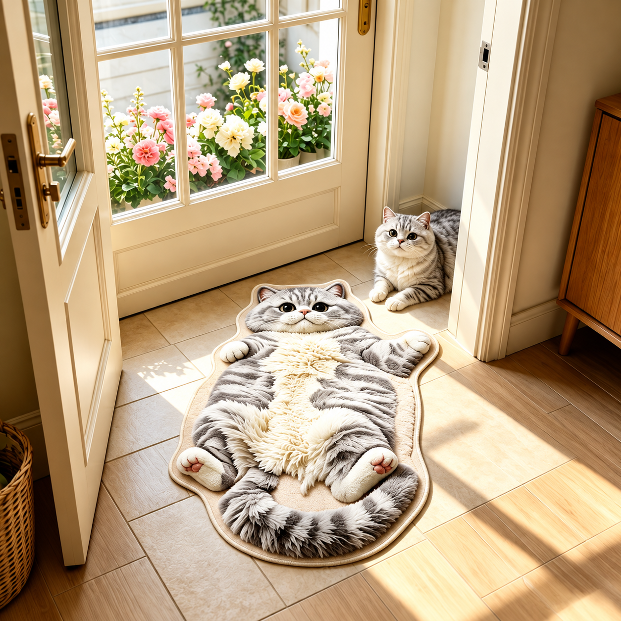 ⏳ Last Day 50% OFF - Chubby Tabby Cat Shaped Rug 🐱🤎