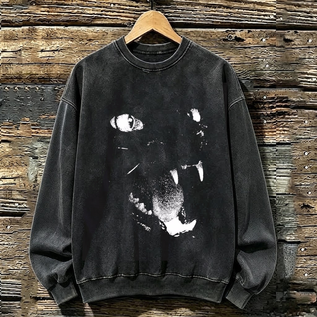 Vintage Halftone Black Cat Sweatshirt