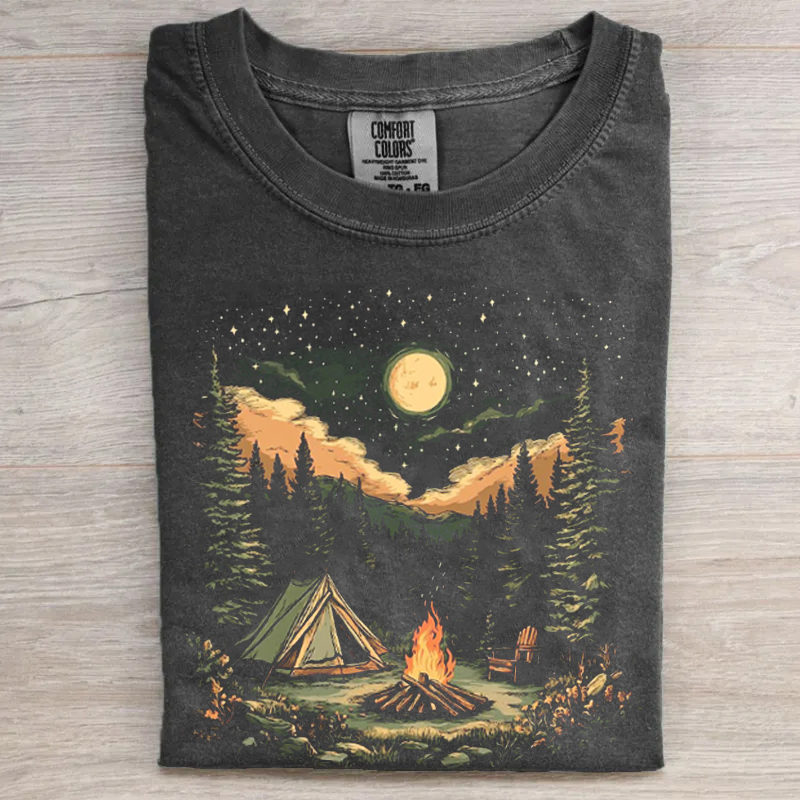Camping with Tent and Fire T-Shirt