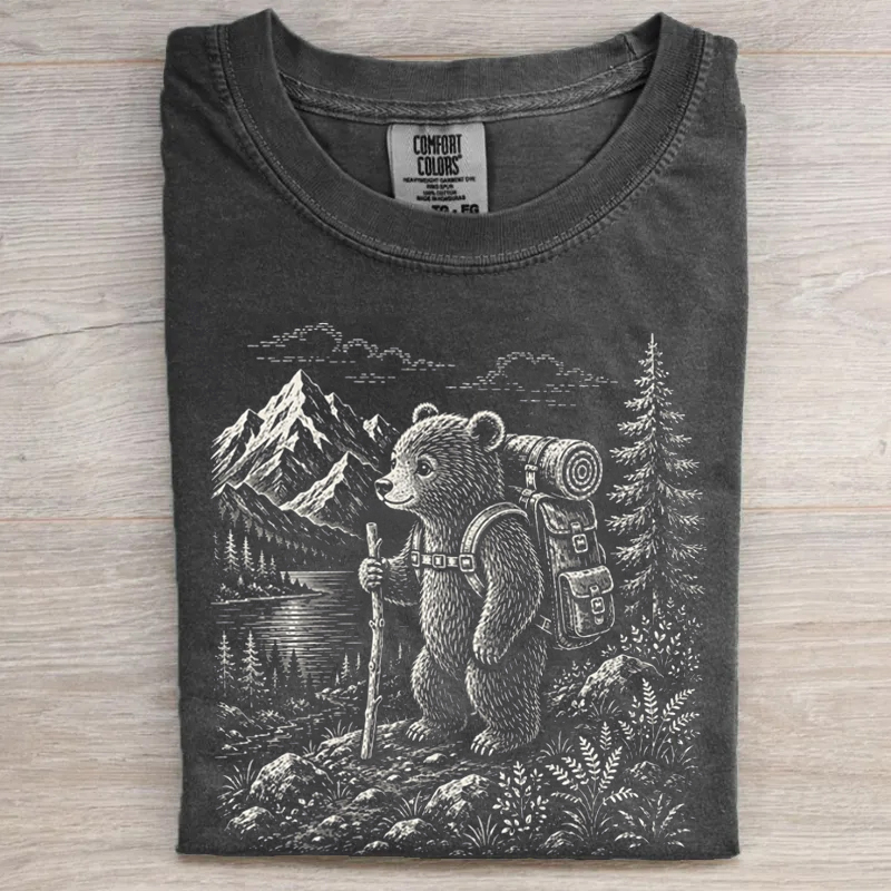 Vintage Hiking Bear Graphic T-shirt