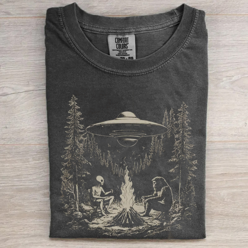 Alien Sasquatch Campfire T-shirt