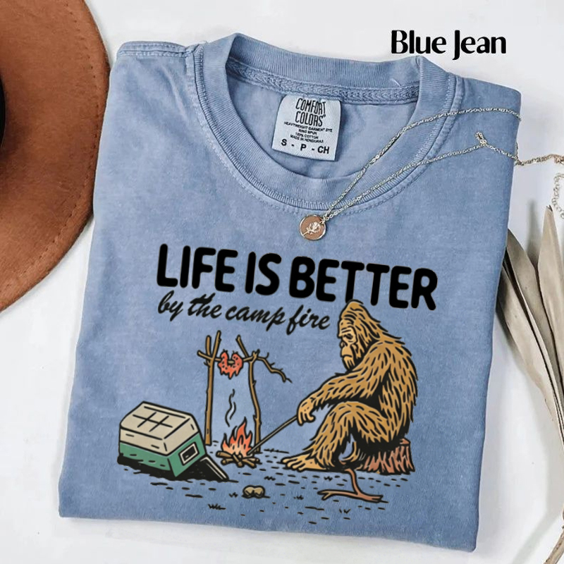 Funny Bigfoot Camping Graphic T-shirt