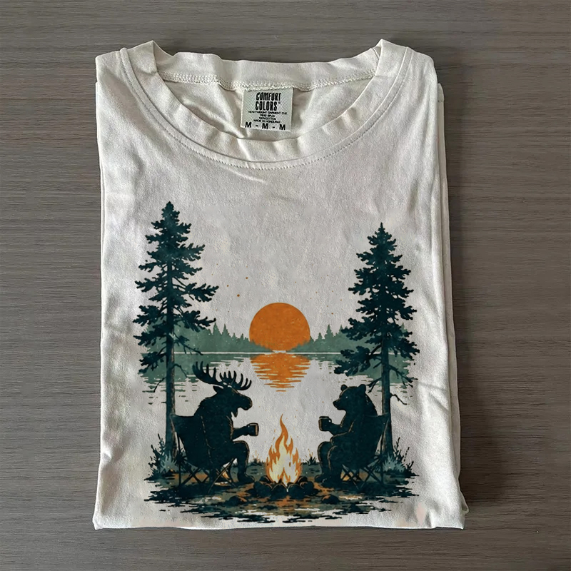 Vintage Camping Wildlife Graphic T-Shirt