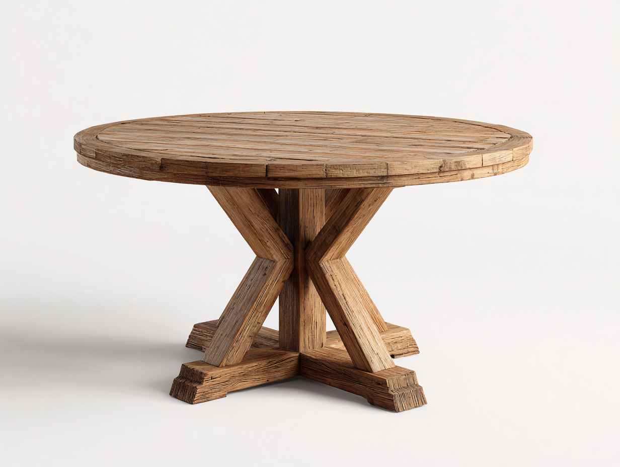 Mesas de jardín de madera 120x120x76 cm - madera natural - diseño rústico-Ravoraahaus