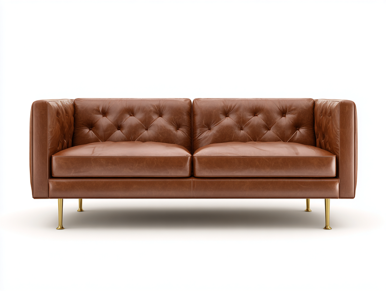 Sofás 2 plazas 182x78x76 cm - cuero sintético marrón para salón - diseño moderno capitoné-Ravoraahaus