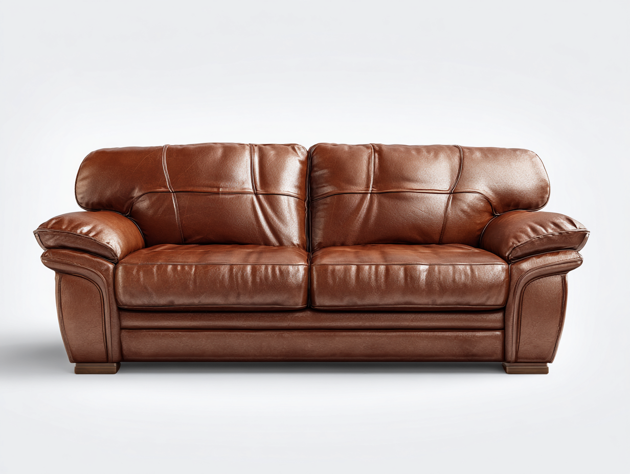 Sofás 2 plazas de cuero sintético marrón coñac 188x92x87 cm para salón - diseño moderno acolchado-Ravoraahaus