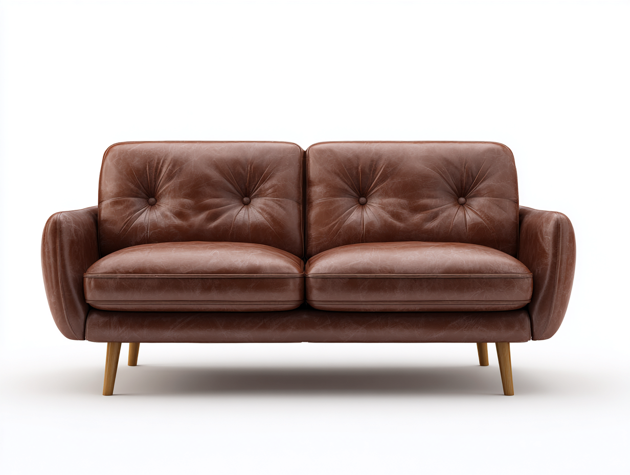 Sofás 2 plazas de cuero sintético marrón vintage 176x86x82 cm para salón - diseño retro elegante-Ravoraahaus