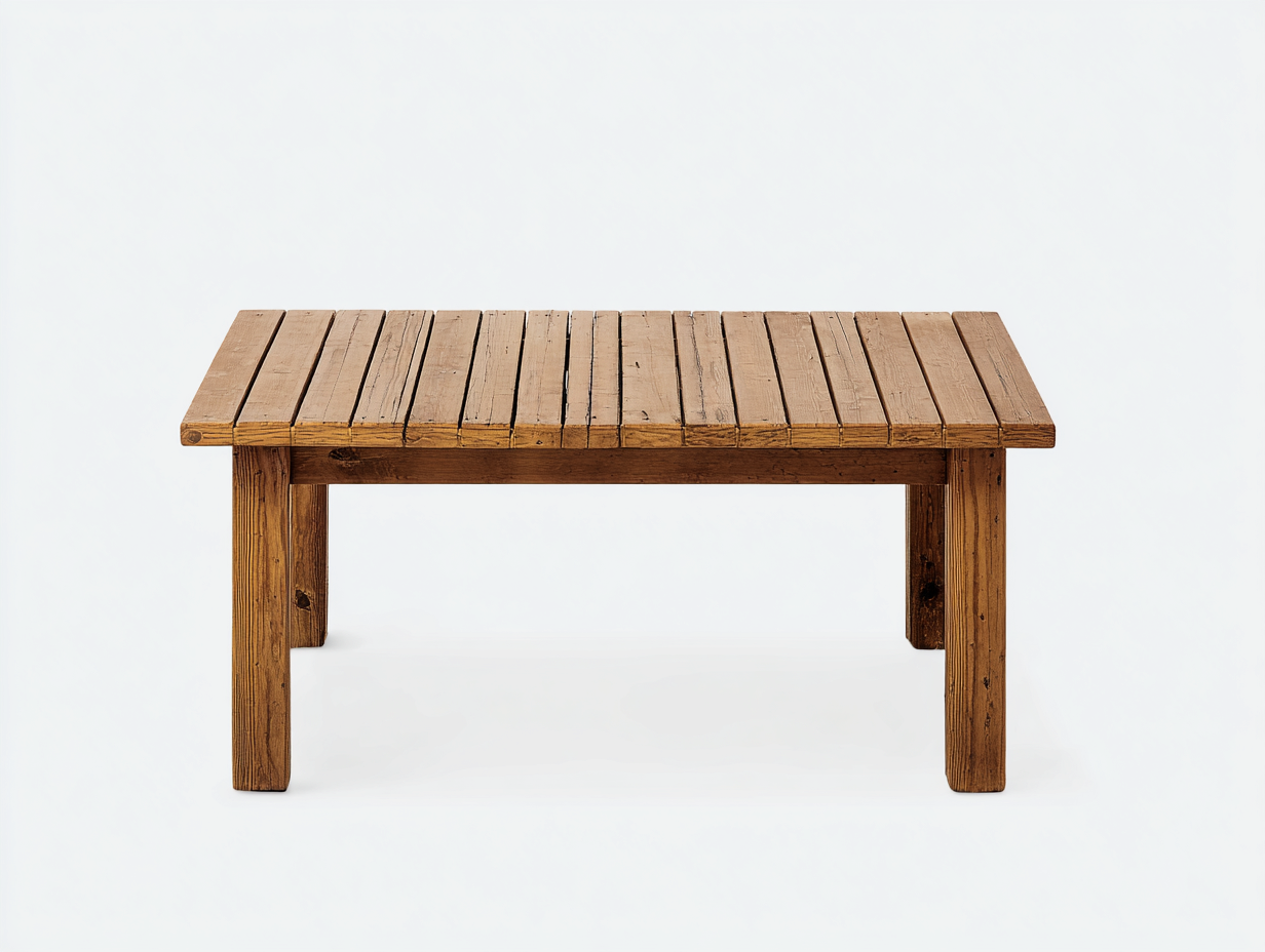 Mesas de jardín de madera 140x80x75 cm - madera natural - estilo rústico-Ravoraahaus