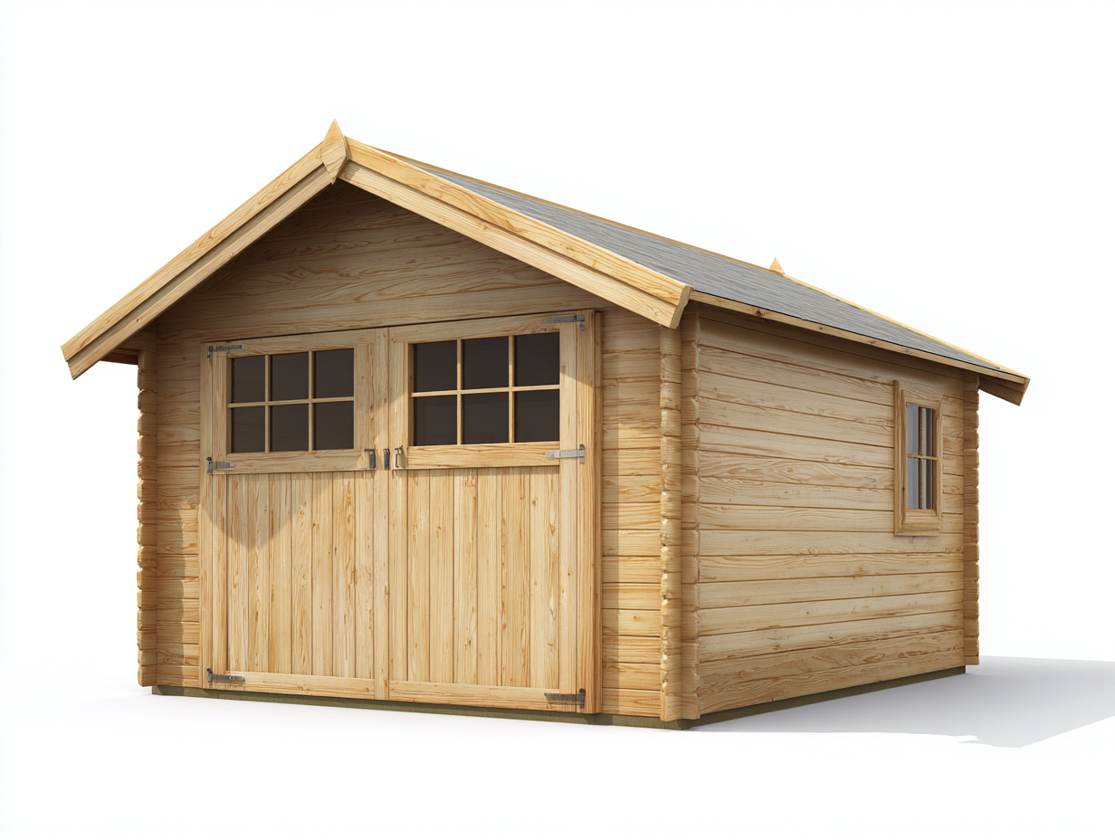 Casetas de jardín de madera natural 300x240x245 cm - 2 puertas - Ventanas integradas para exterior-Ravoraahaus