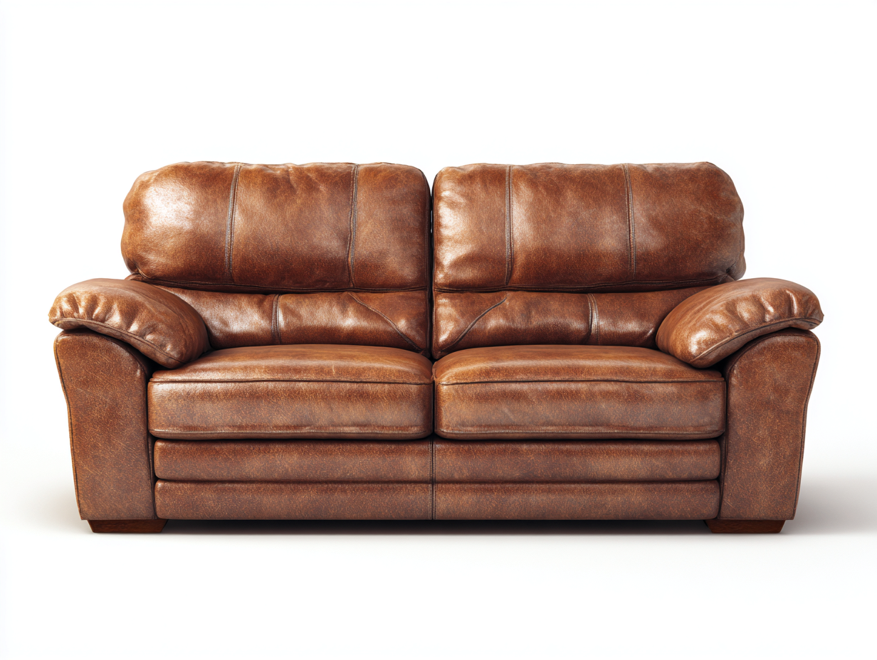 Sofás 2 plazas de cuero sintético 186x92x88 cm - marrón - diseño acolchado-Ravoraahaus