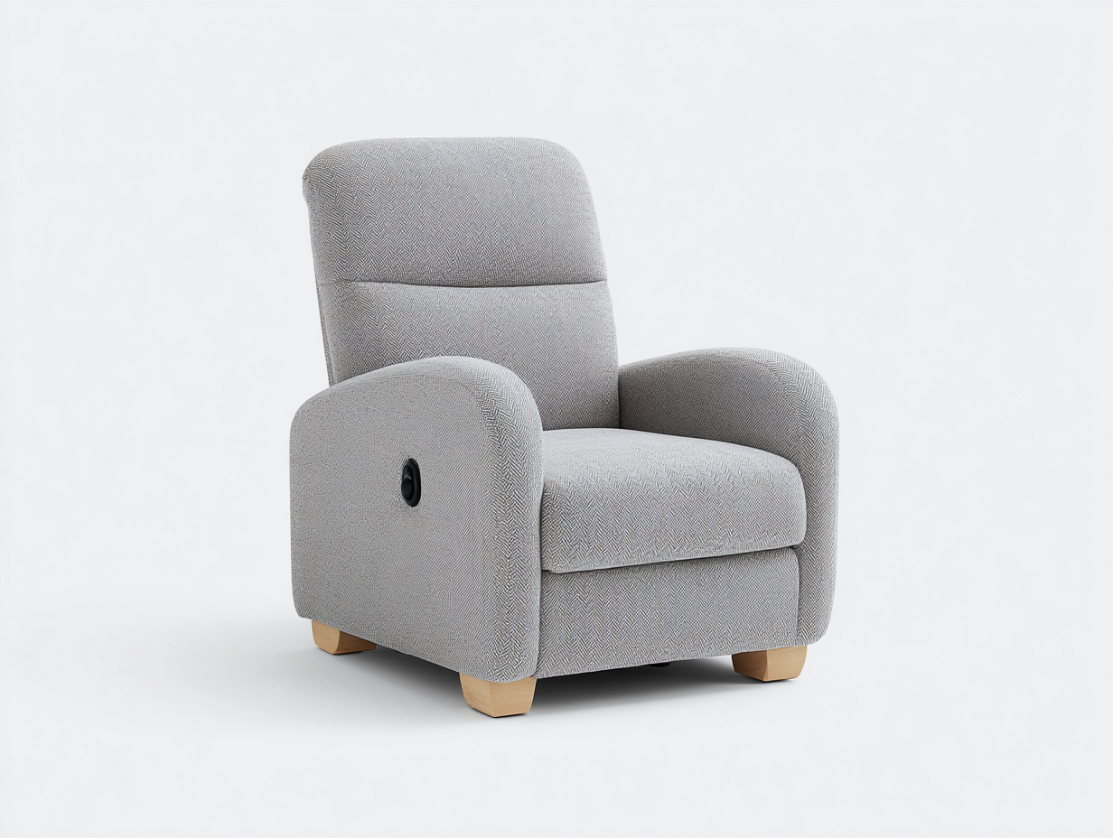 Sillones reclinables de tela gris claro - 88x90x98 cm - diseño compacto con reposabrazos acolchados-Ravoraahaus