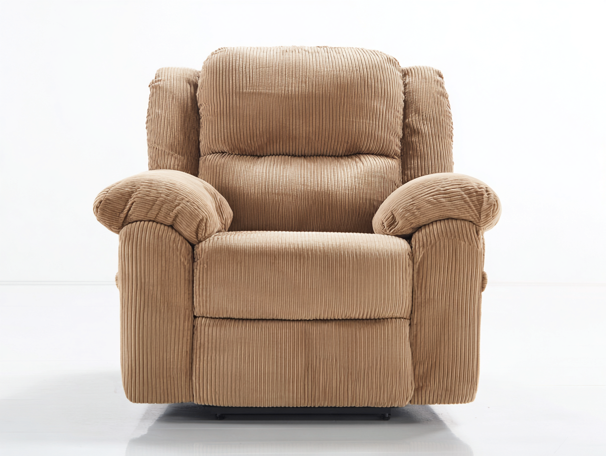 Sillones reclinables de tela acanalada 94x98x106 cm - beige - acolchado ergonómico-Ravoraahaus