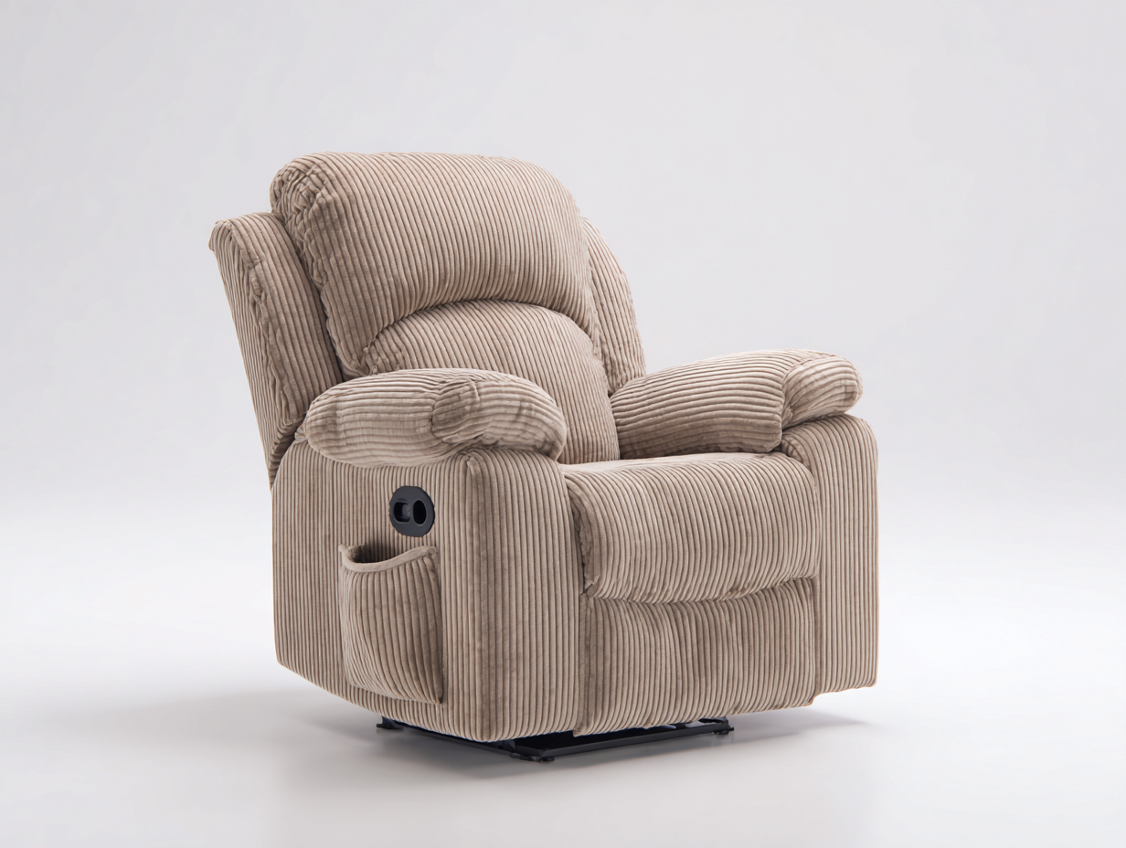Sillones reclinables de tela 95x92x105 cm - beige - confort ergonómico-Ravoraahaus