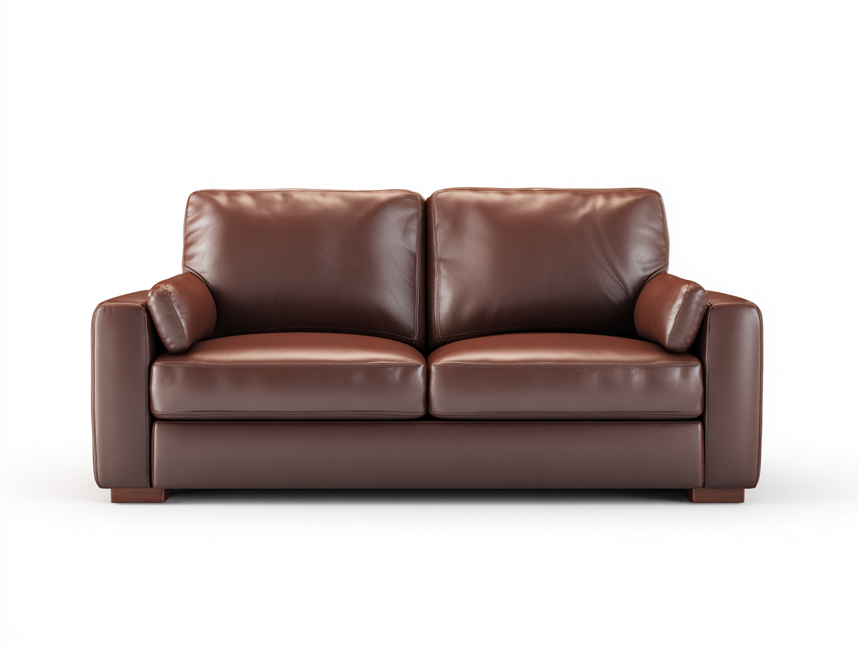 Sofás 2 plazas de cuero sintético marrón - 178x88x82 cm - diseño moderno para salón-Ravoraahaus