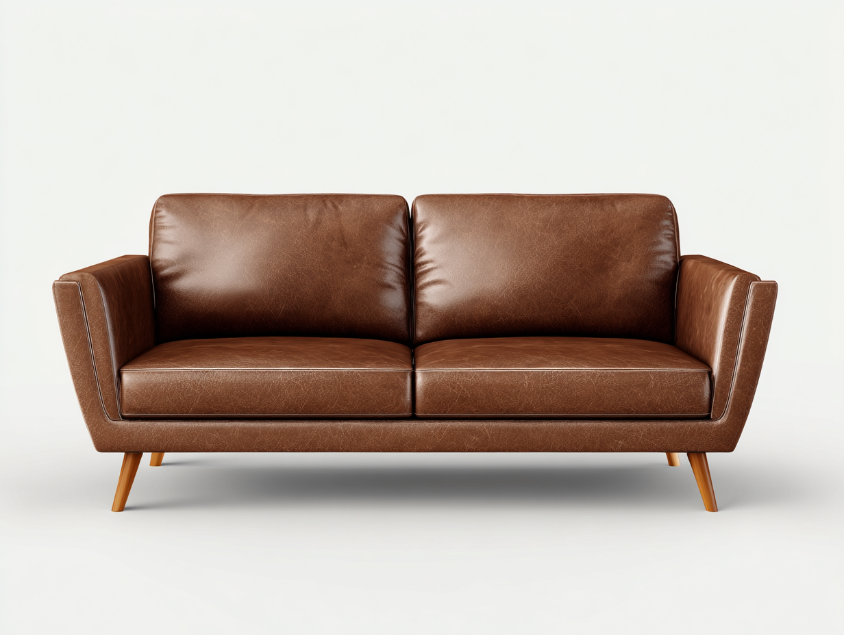 Sofás 2 plazas de cuero sintético marrón - 180x84x80 cm - diseño moderno para salón-Ravoraahaus