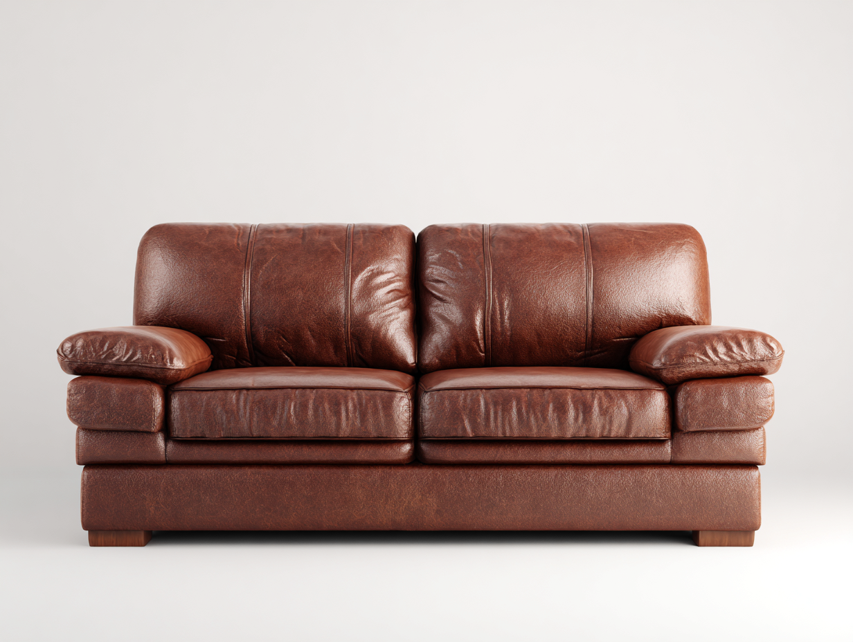 Sofás 2 plazas de cuero sintético marrón oscuro 186x90x86 cm para salón - diseño clásico acolchado-Ravoraahaus