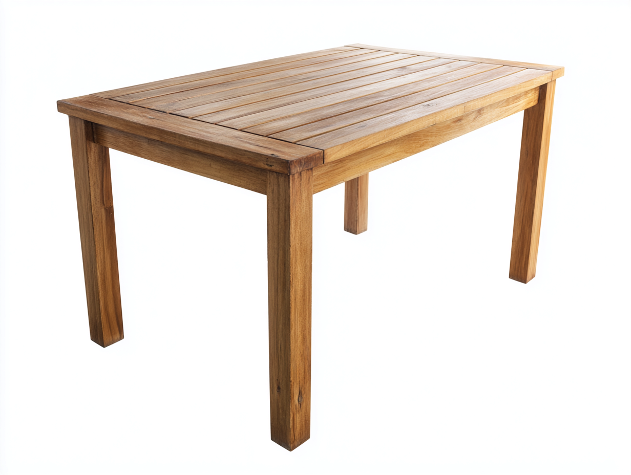 Mesas de jardín de madera natural 160x90x76 cm para exterior - diseño rectangular clásico-Ravoraahaus