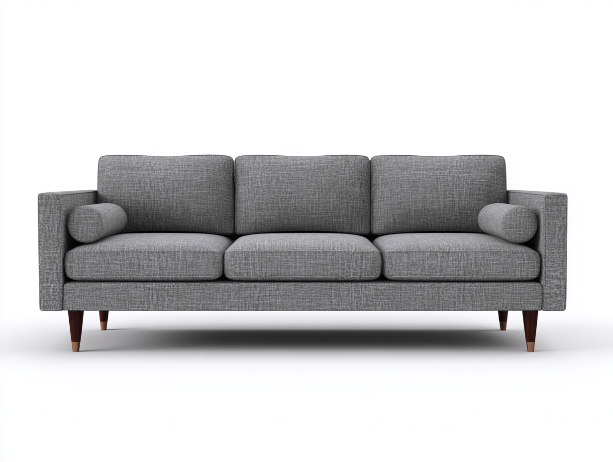 Sofás 3 plazas tapizado en tela 208x84x82 cm - Gris - Diseño moderno con patas de madera-Sacorlonest