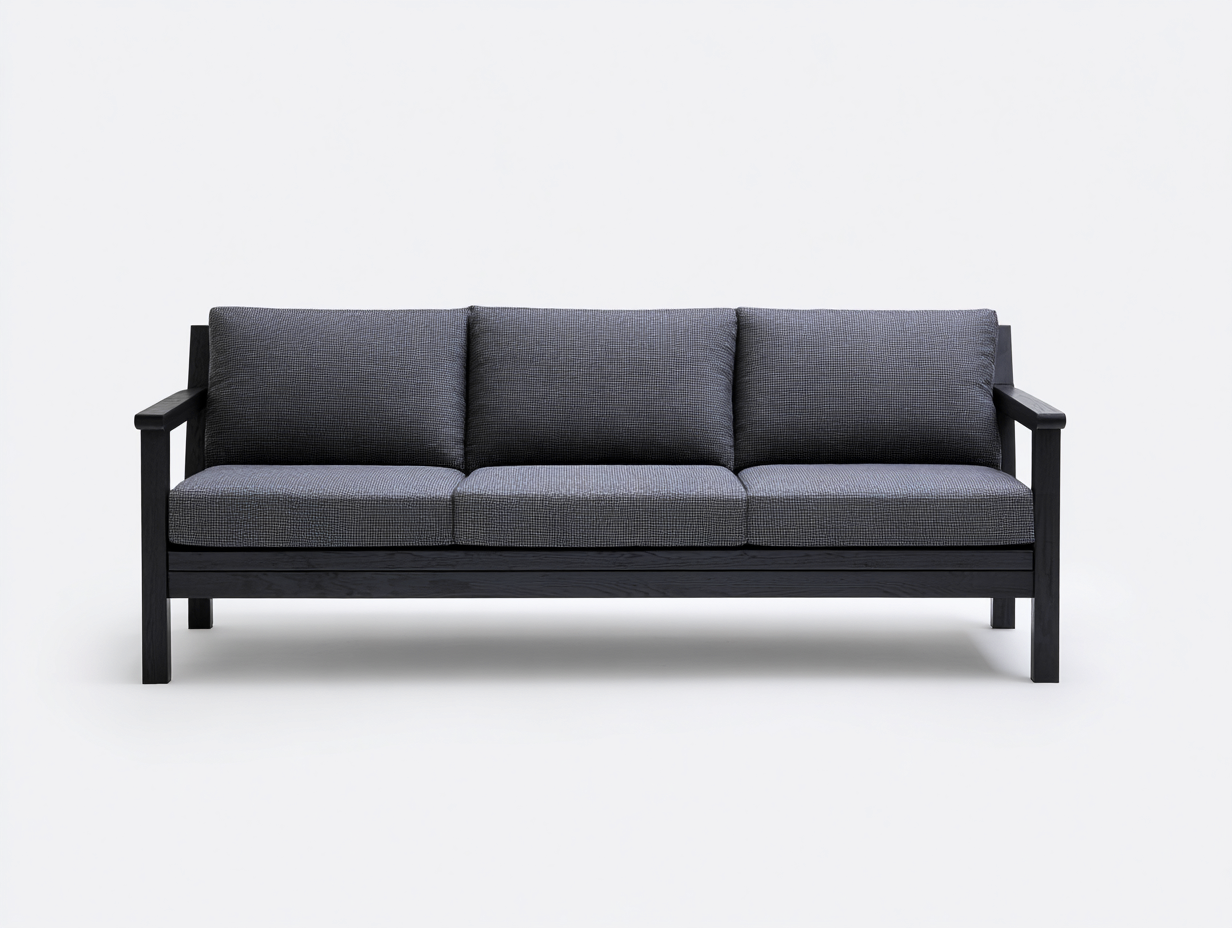 Sofás 3 plazas de madera y tela 210x88x82 cm - negro y gris - estilo moderno-Sacorlonest