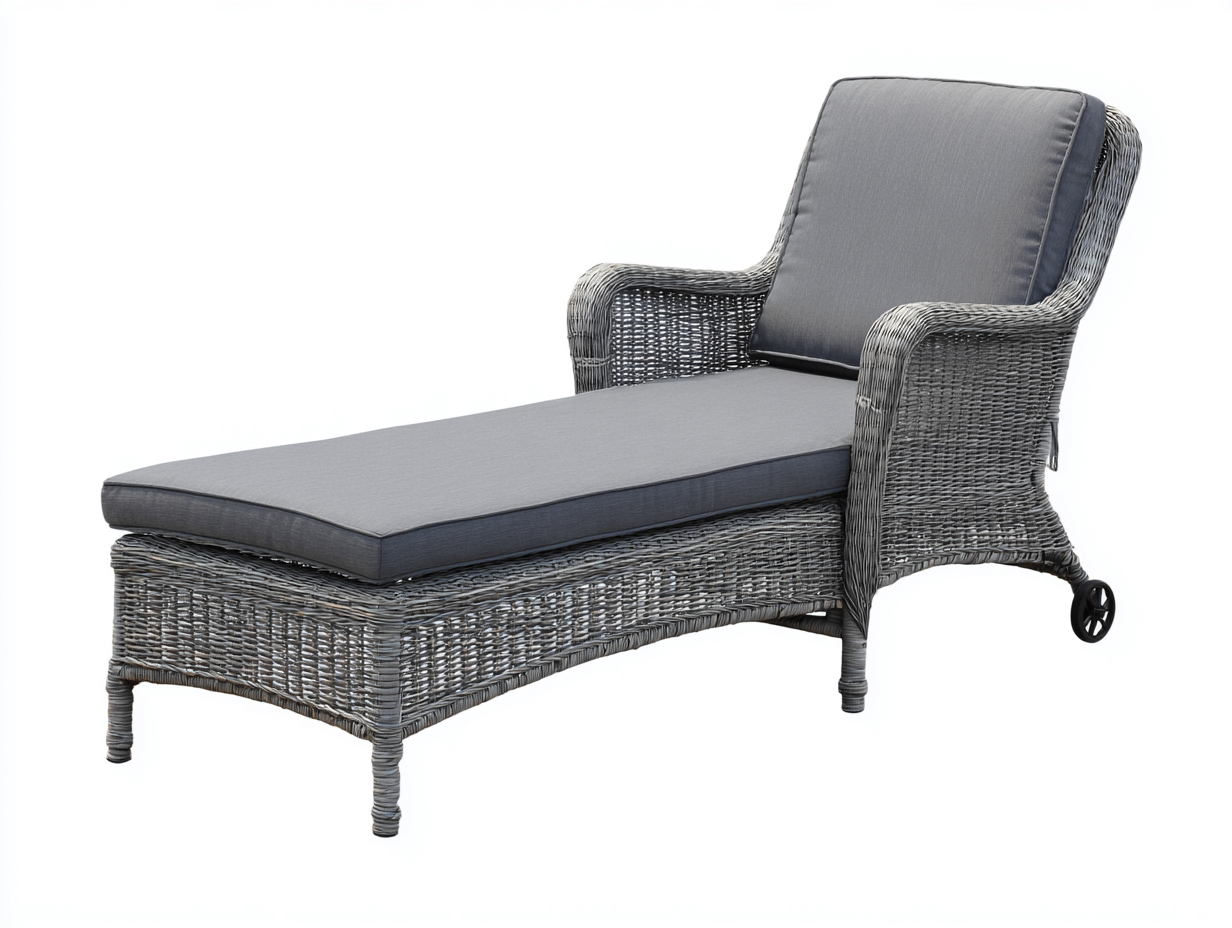 Tumbonas de ratán 195x75x88 cm - gris - con ruedas - estilo clásico-Sacorlonest
