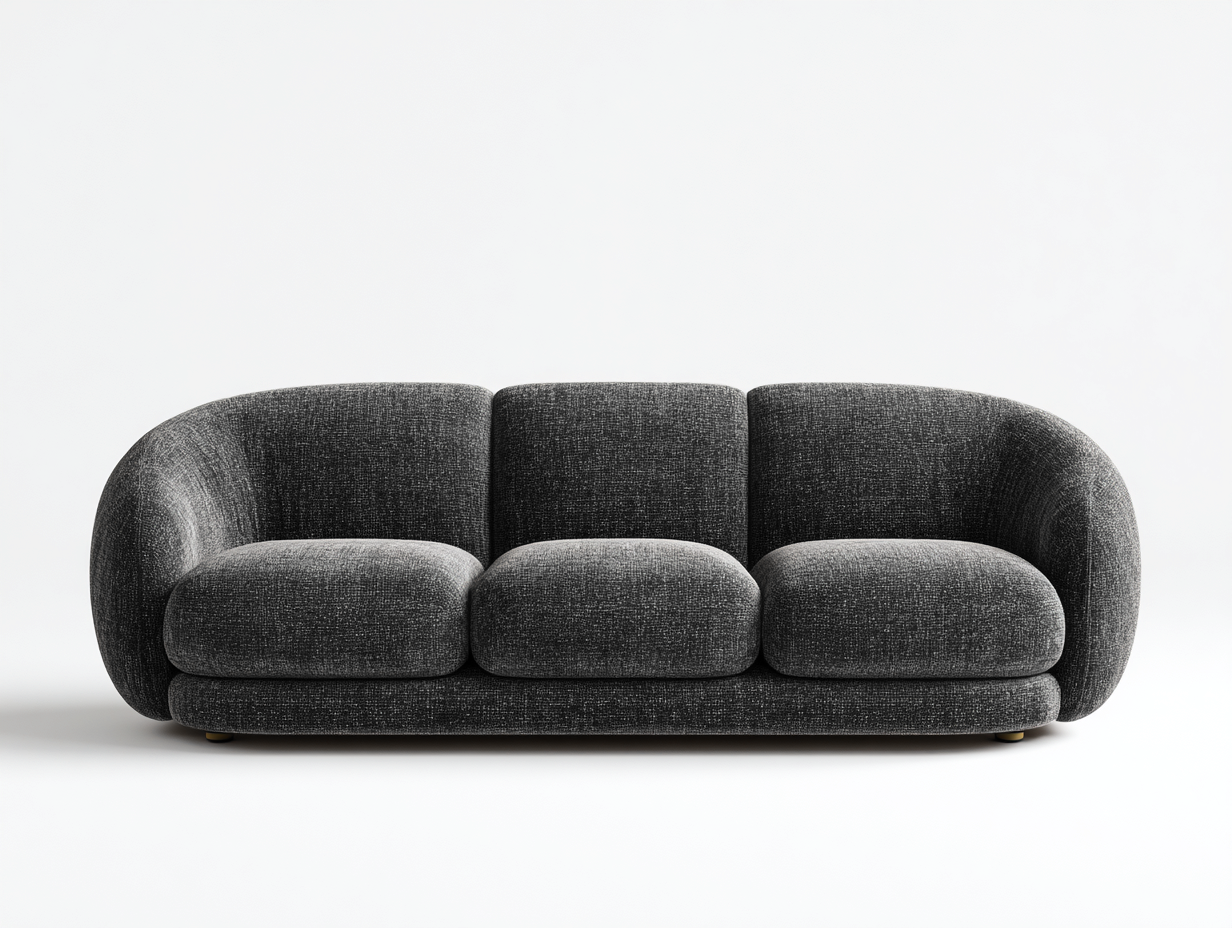 Sofá 3 plazas de tela 228x96x78 cm gris antracita - para salón - diseño contemporáneo-Sacorlonest