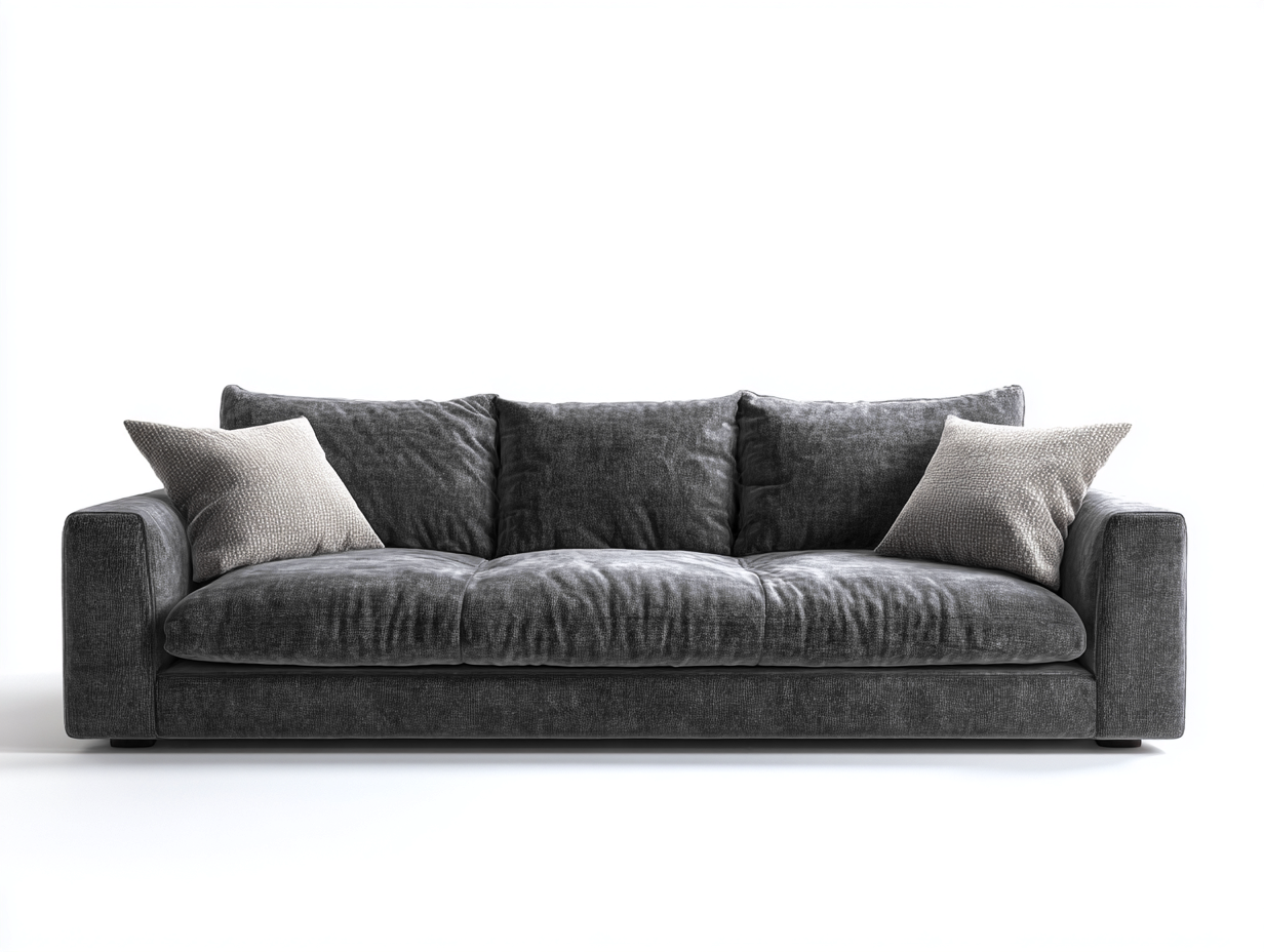 Sofás 3 plazas tapizados de tela 238x96x76 cm - Gris oscuro - Diseño contemporáneo para salón y zona lounge-Sacorlonest