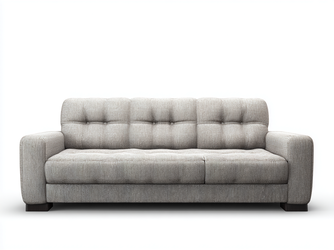 Sofás 3 plazas de tela 215 x 92 x 82 cm - gris claro - respaldo capitoné para salón-Sacorlonest